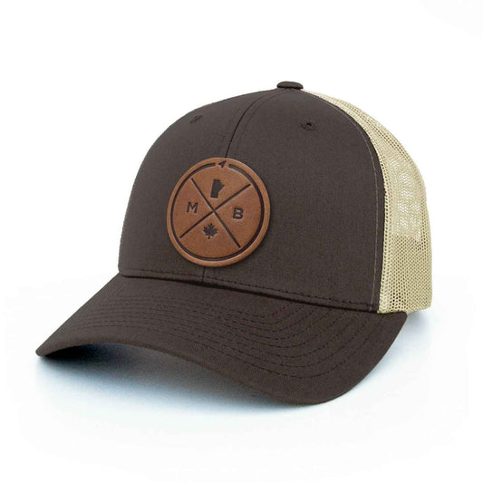 Manitoba Compass Leather Patch Trucker Hat