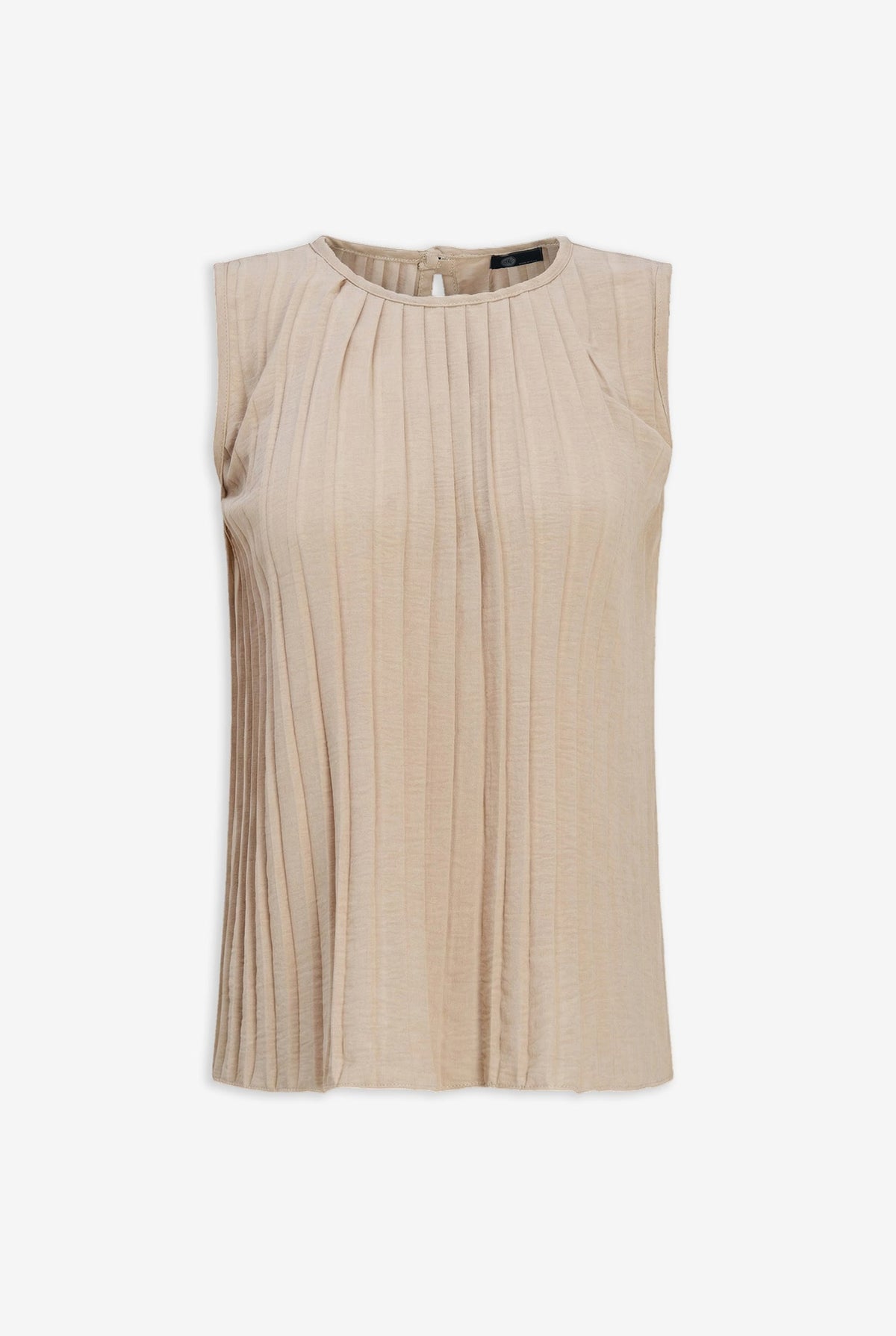 Women's Pleated Crew-Neck Sleeveless Top