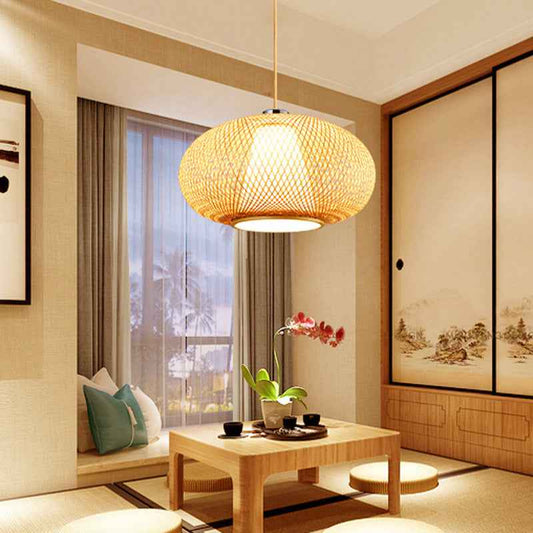 Bamboo Bird Cage Pendant Lamp – Oriental Style Ceiling Light for Restaurant & Home