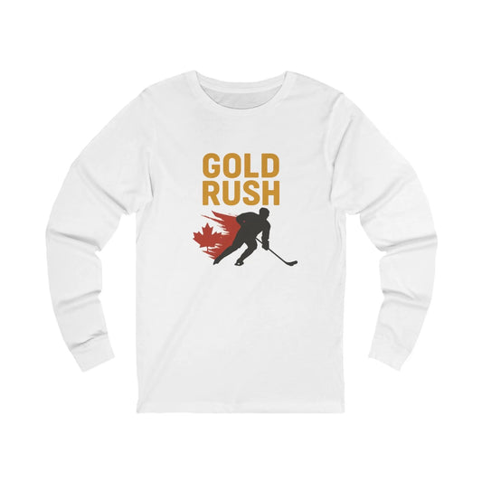 Gold Rush Hockey Unisex Long Sleeve Shirt - Canada Olympic Gold - Maple Stick Hockey