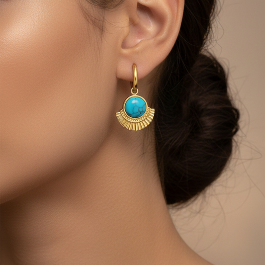 Turquoise Horizon Semicircle Studs