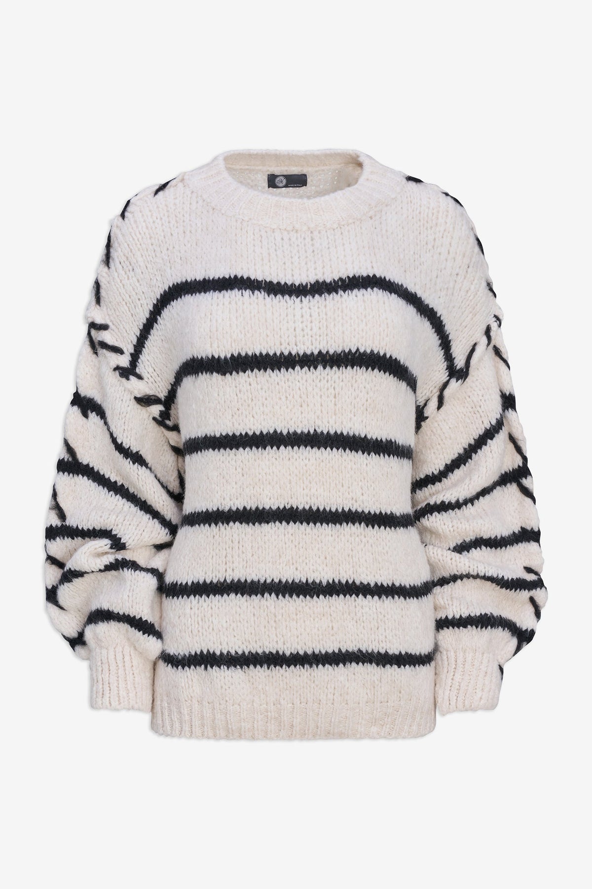 Women's Knit Crew-Neck Sweater, Long Sleeves & Color-Block Stripes