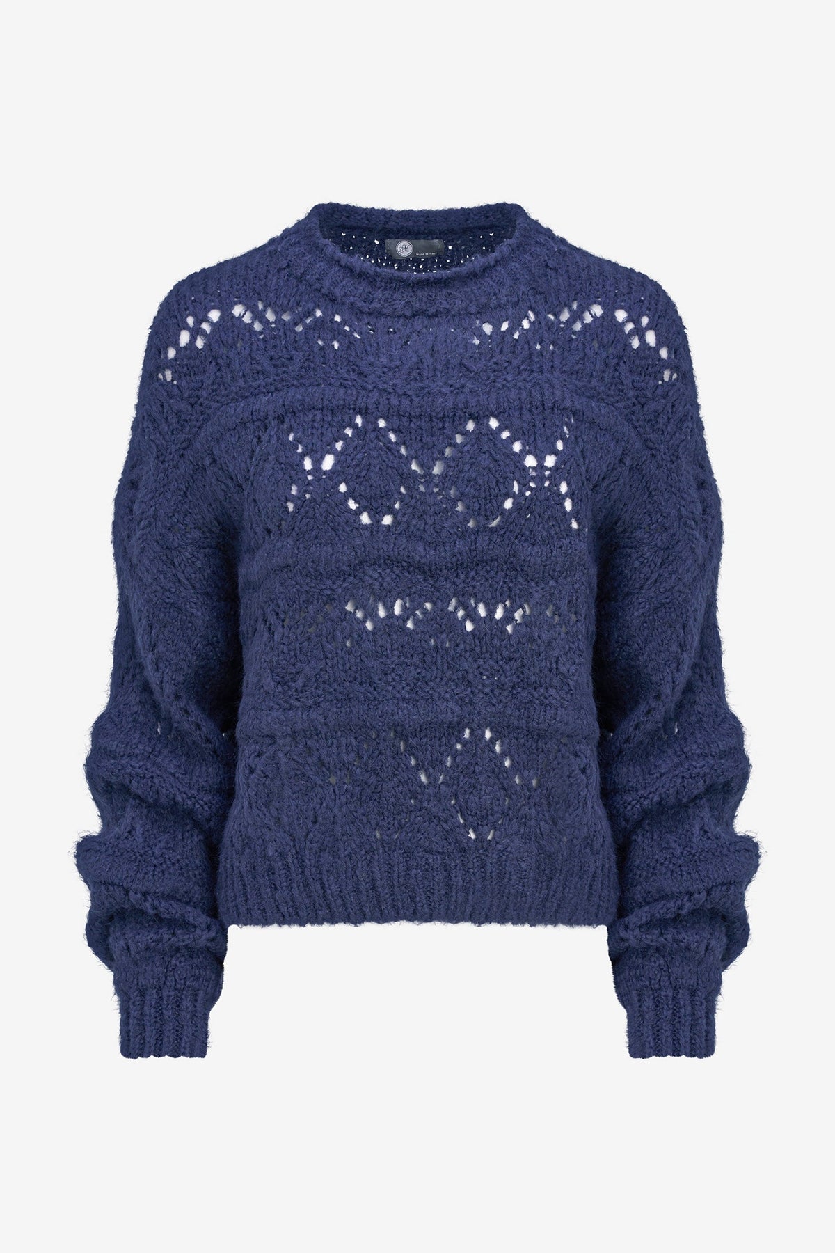 Women's Open-Crochet Crew-Neck Sweater
