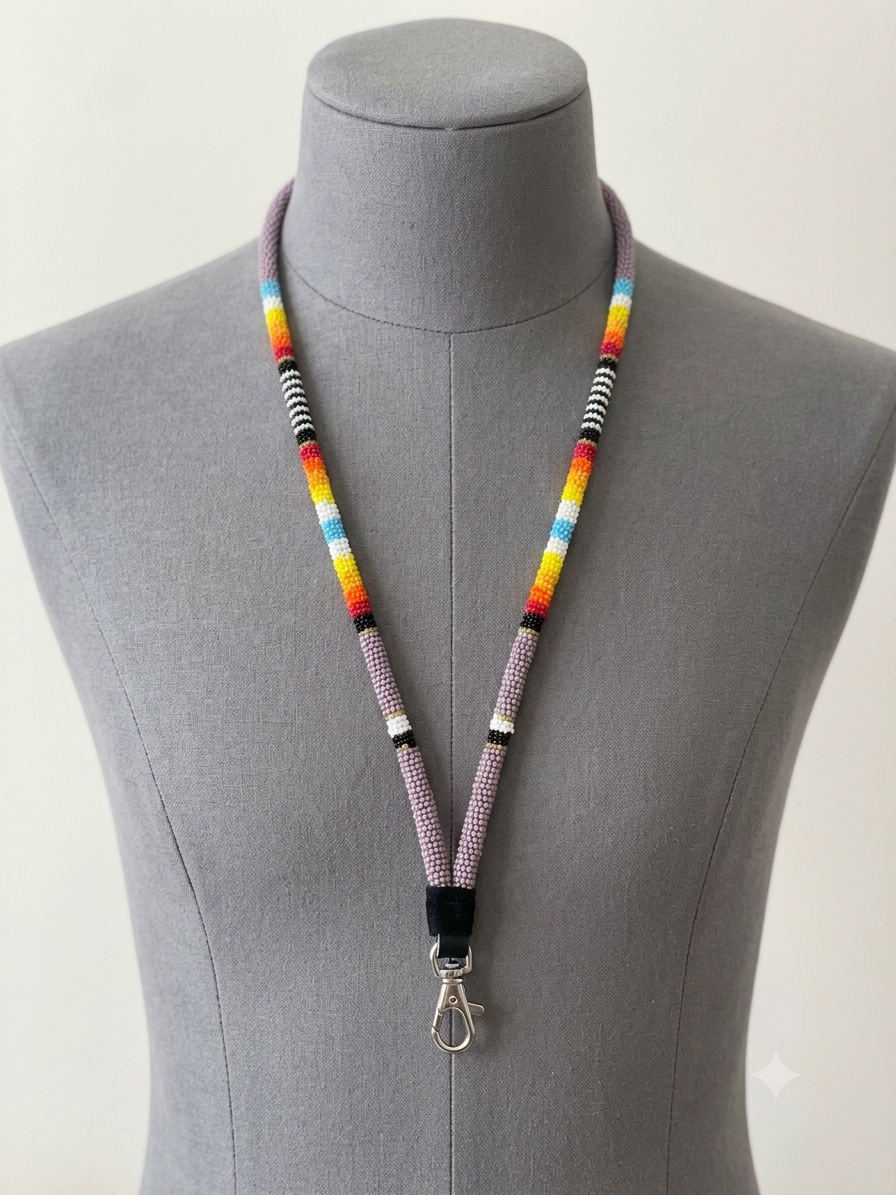 Round Beaded Lanyard(Purple)
