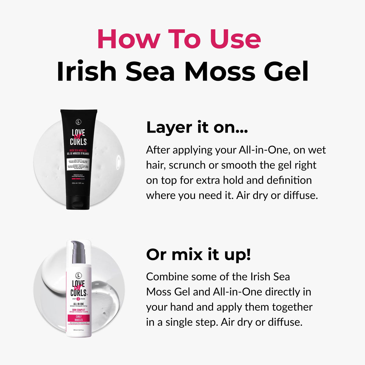 Love Ur Curls Irish Sea Moss Hair Gel, Medium Hold Hair Styling Curling Gel for Defined Curly Hair, Waves & Coils, Vegan, Cruelty Free, 236mL ๐ All In One Marketplace Canada