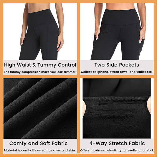 Gayhay Leggings with Pockets for Women - High Waisted Tummy Control Soft Compression Yoga Pants for Workout Running Gym 🍁 All In One Marketplace Canada