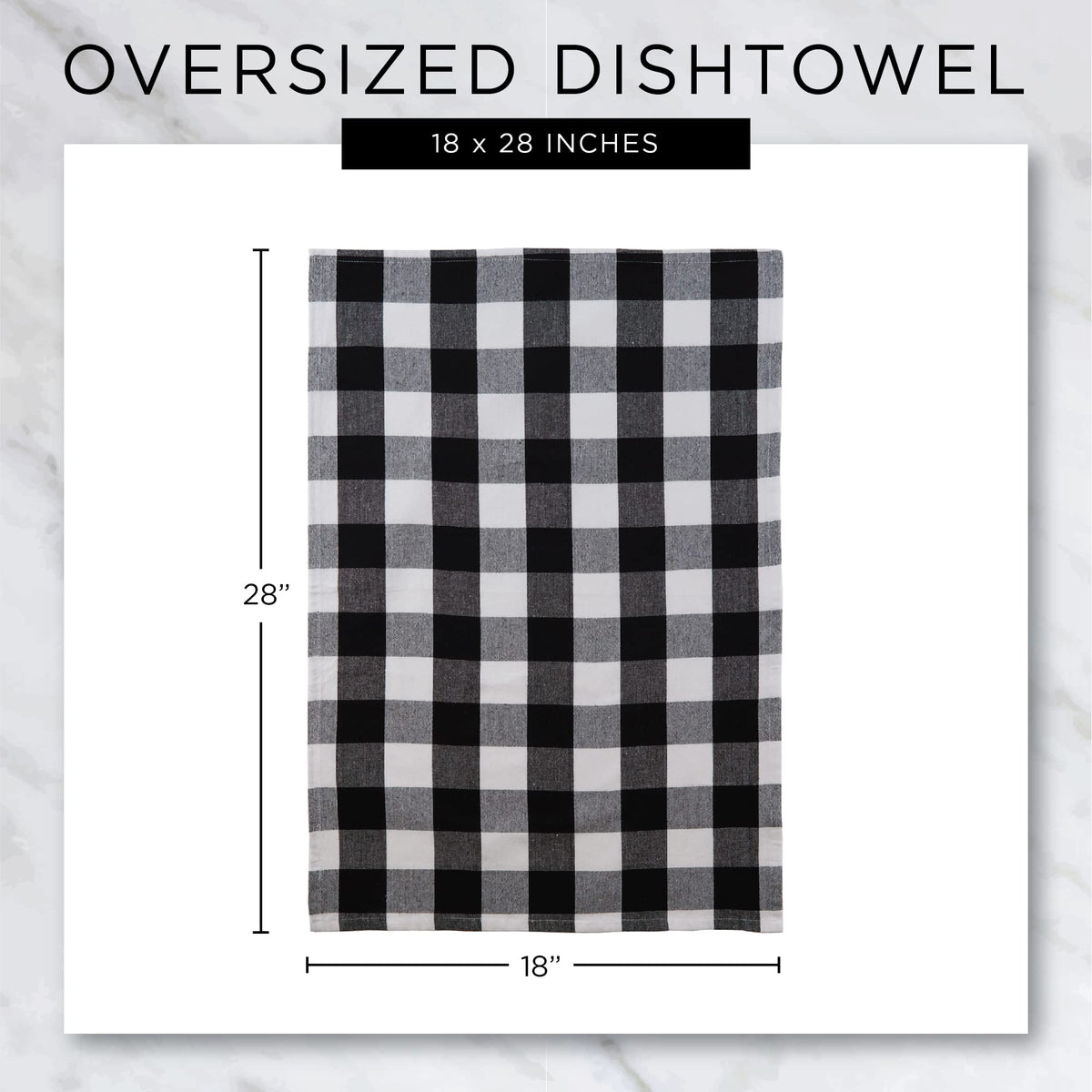 DII Halloween Hand Towels for The Kitchen Decorative Spooky & Fun Cotton Printed Dishtowel Set, 18x28, Black & White Buffalo Check/Orange Stripes, 3 Count