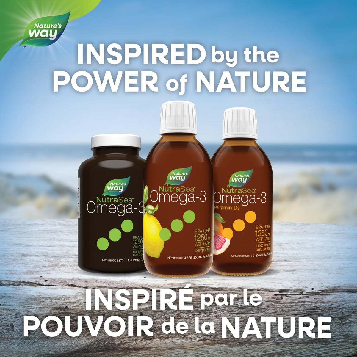 Nature's Way NutraSea Omega 3 Fish Oil Liquid Supplement โ Zesty Lemon Flavour, Non-GMO โ Heart & Brain Support for Adults and Kids Ages 1+ โ 1250mg EPA & DHA, 200 mL ๐ All In One Marketplace Canada
