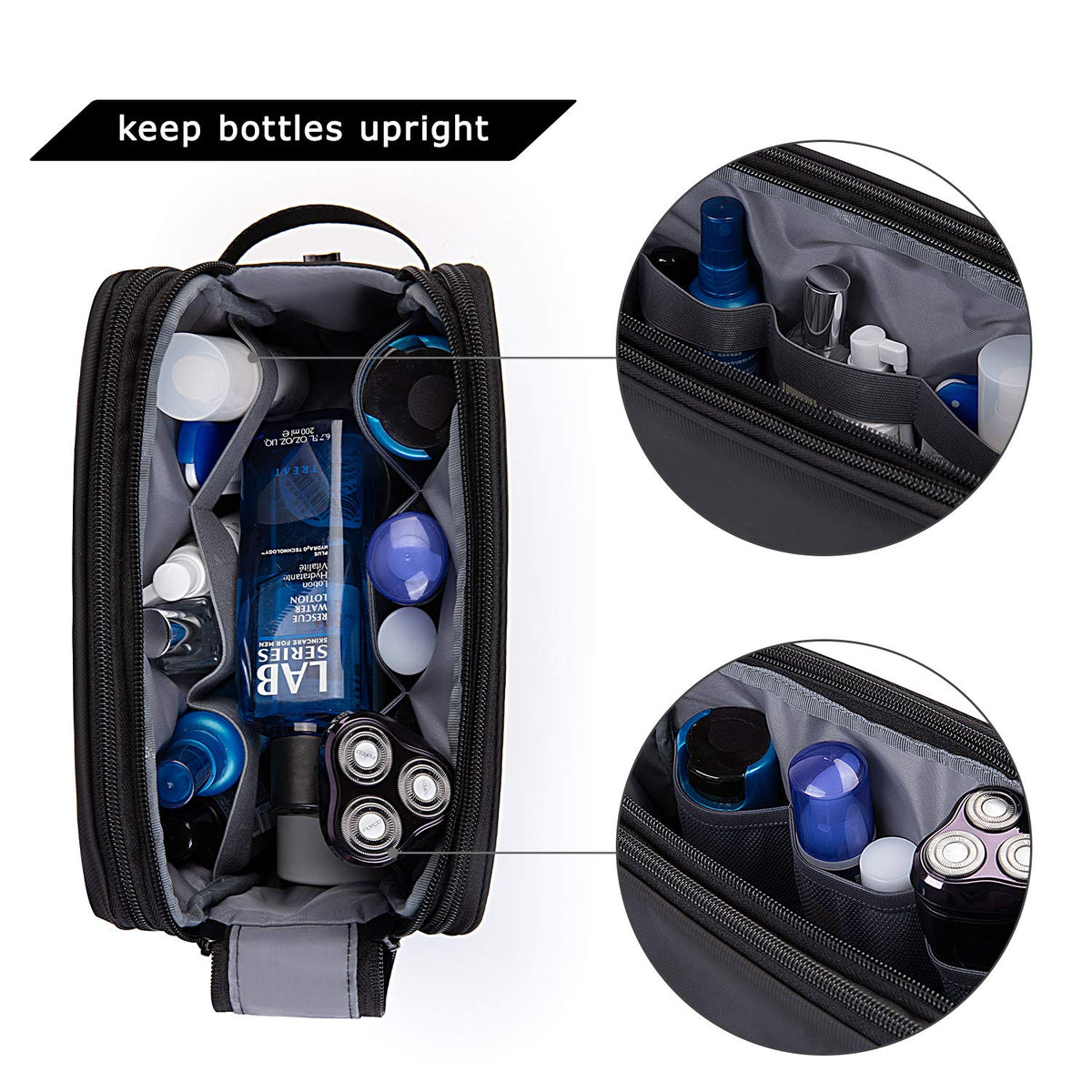 BAGSMART Toiletry Bag for Men, Travel Toiletry Organizer Dopp Kit Water-resistant Shaving Bag for Toiletries Accessories, Door Room Essentials, Black-medium ๐ All In One Marketplace Canada