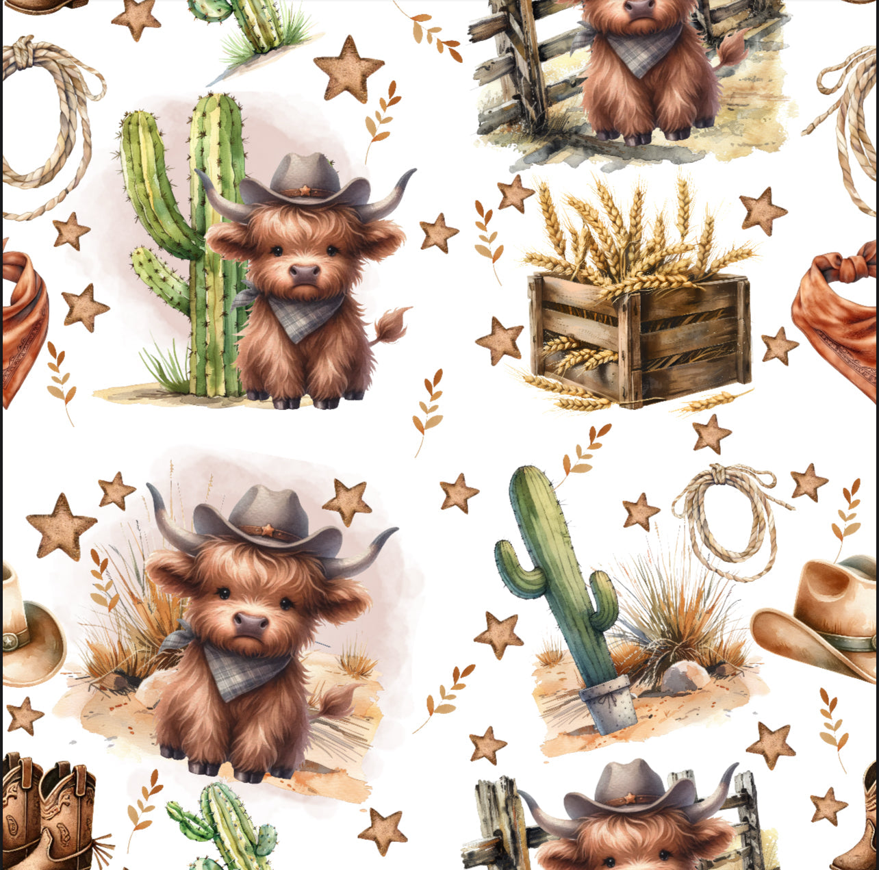 Pyjama vache highland cow-boy western