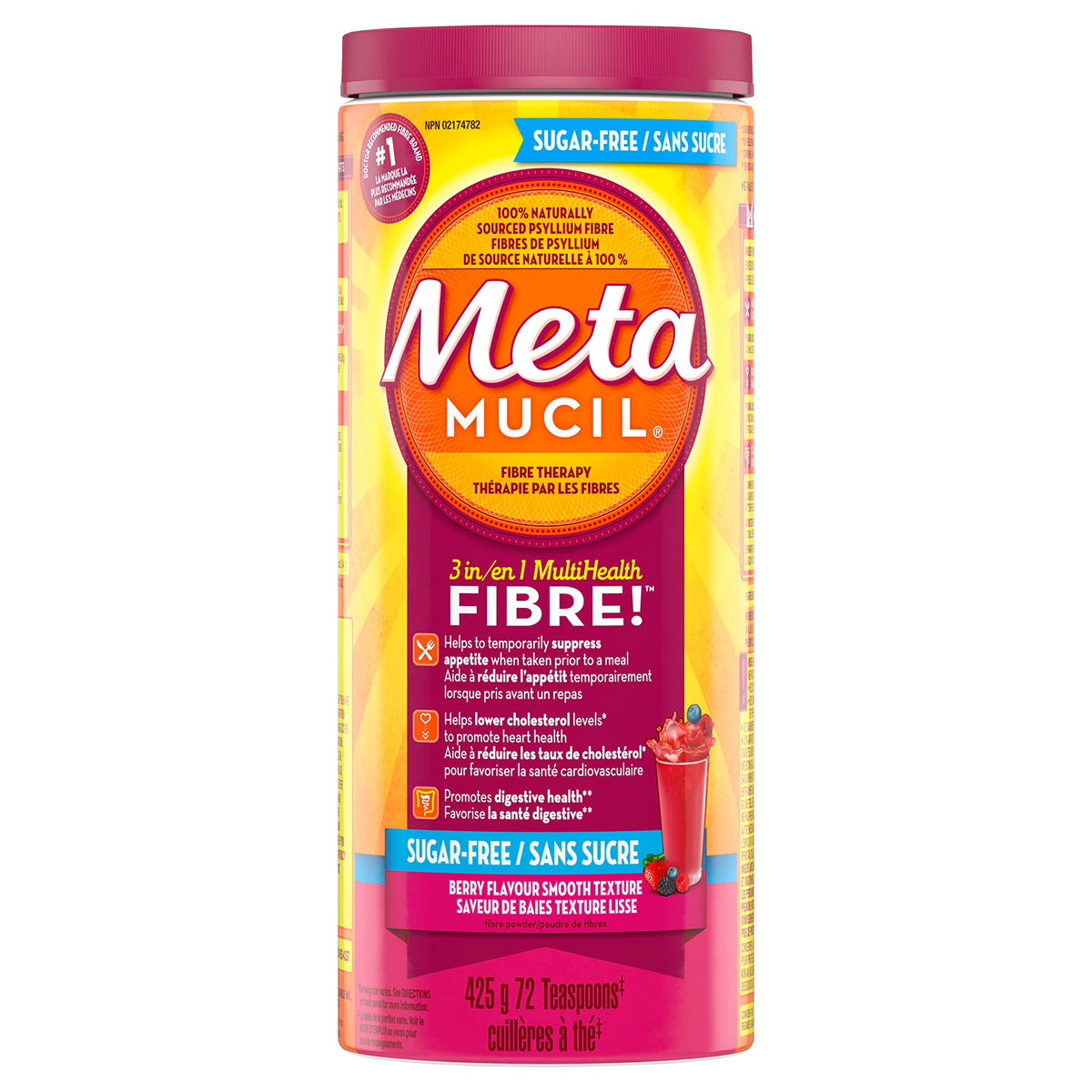 Metamucil, Daily Psyllium Husk Powder Supplement, Sugar-Free, 4-in-1 Fibre for Digestive Health, Berry Smooth Flavored Drink, 72 Servings đ All In One Marketplace Canada
