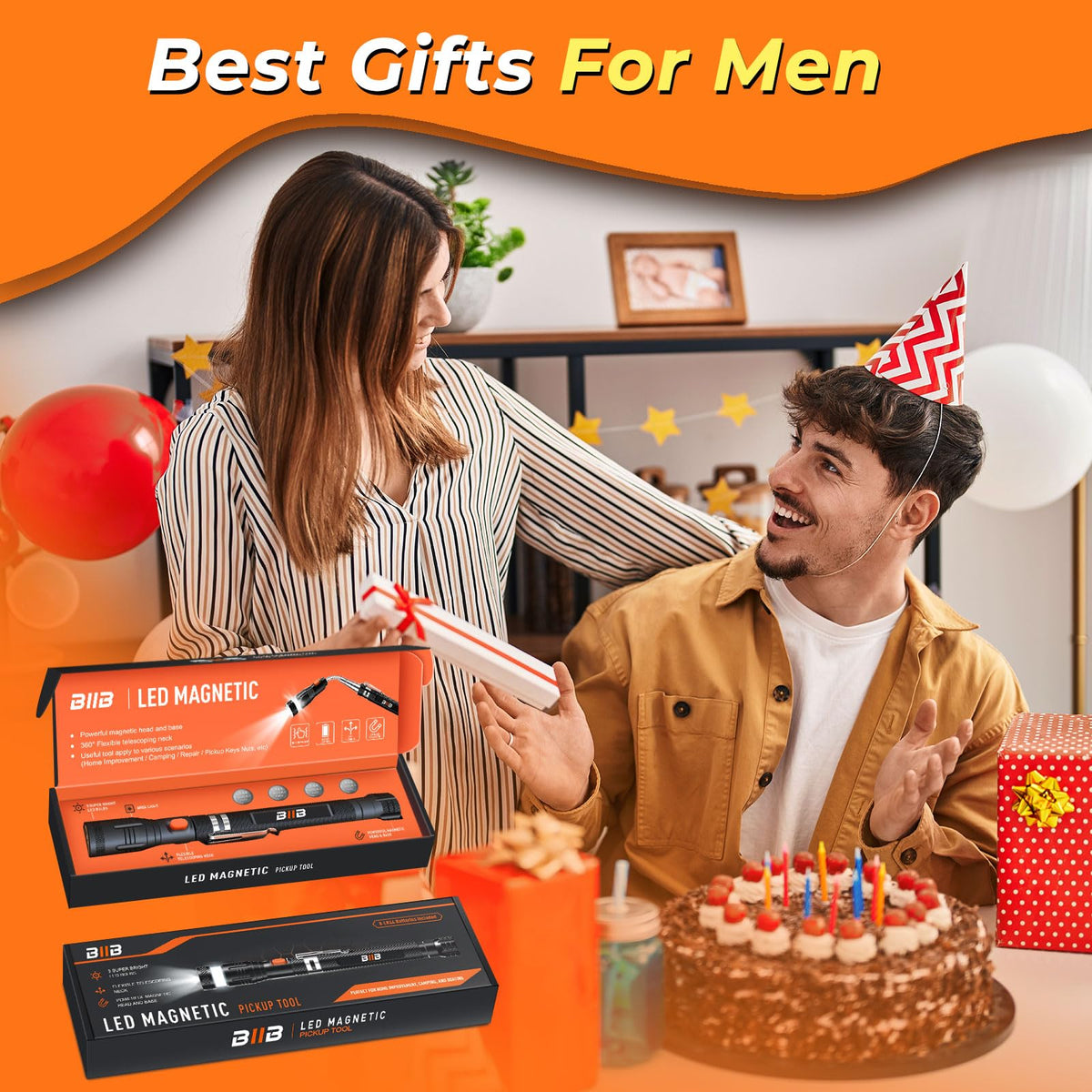 BlIB Gifts for Men, LED Magnetic Pickup Tools Birthday Gifts for Men, Mens Gifts for Him Dad Husband Grandpa, Useful Stocking Stuffers for Adults, Dad Gifts for Mens Who Have Everything, Cool Gadgets đ All In One Marketplace Canada