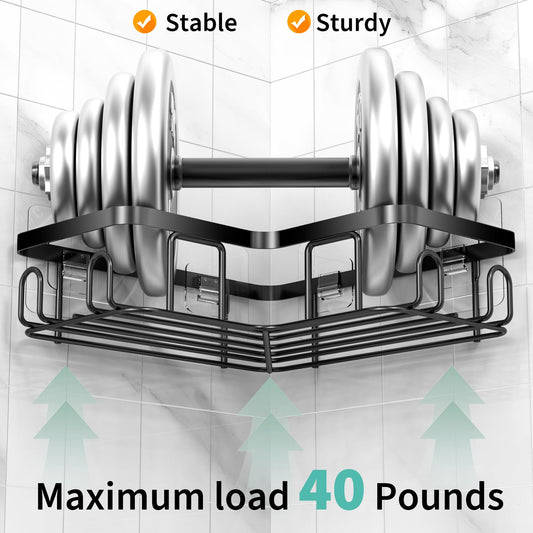 MOFOROCO 3-Pack Shower Caddy Corner Basket Shelf with Soap Holder, No Drilling Traceless Adhesive Shower Wall Shelves, Black Bathroom Shower Storage Organizer( For 90-degree Right-angle Walls) 🍁 All In One Marketplace Canada