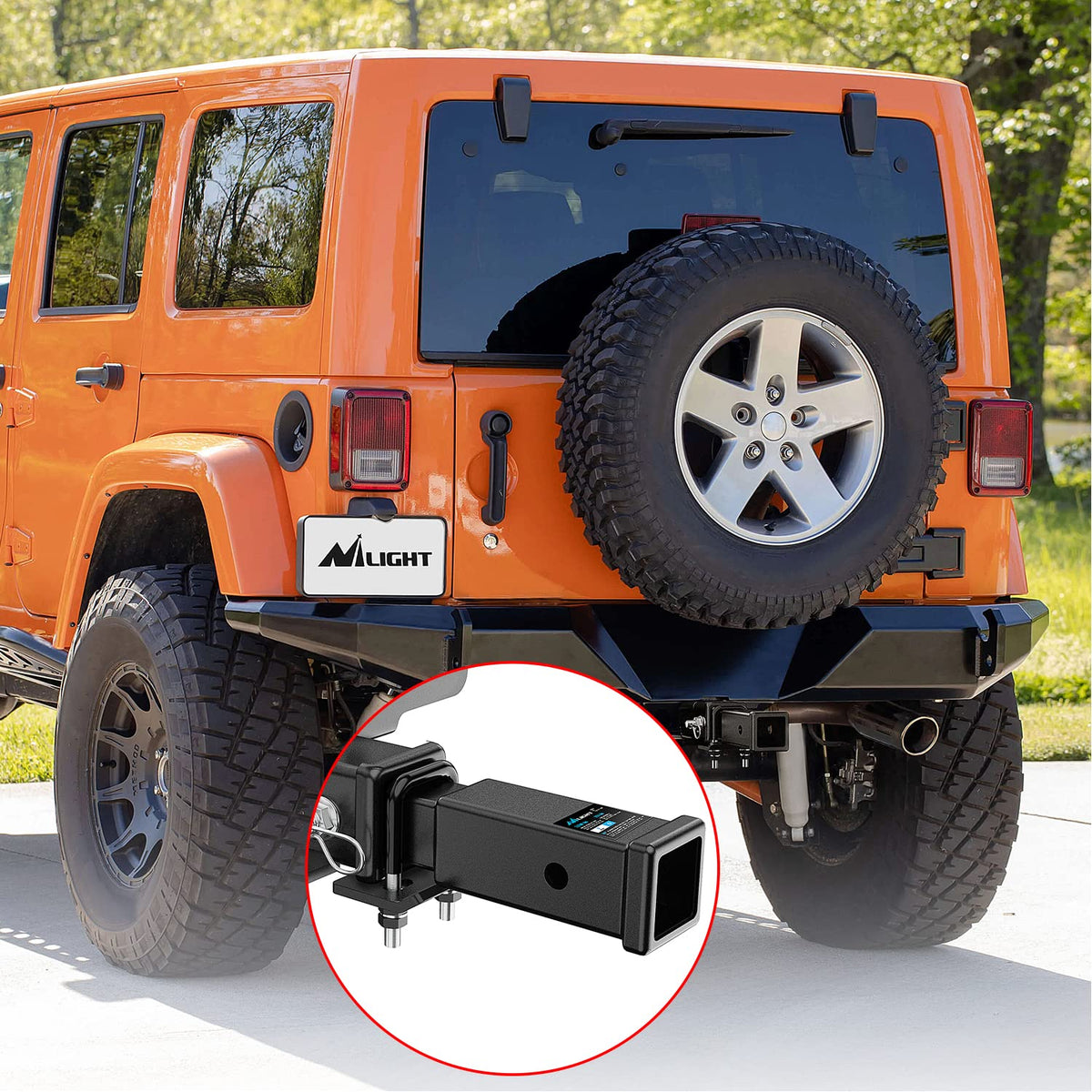 Nilight Trailer Hitch Extender 7 inch Extension Length Fits for 2" Receiver Tube with 5/8 inch Stainless Steel Bolt Flange Nut and Clip 3,500 lbs GTW Matte Black đ All In One Marketplace Canada