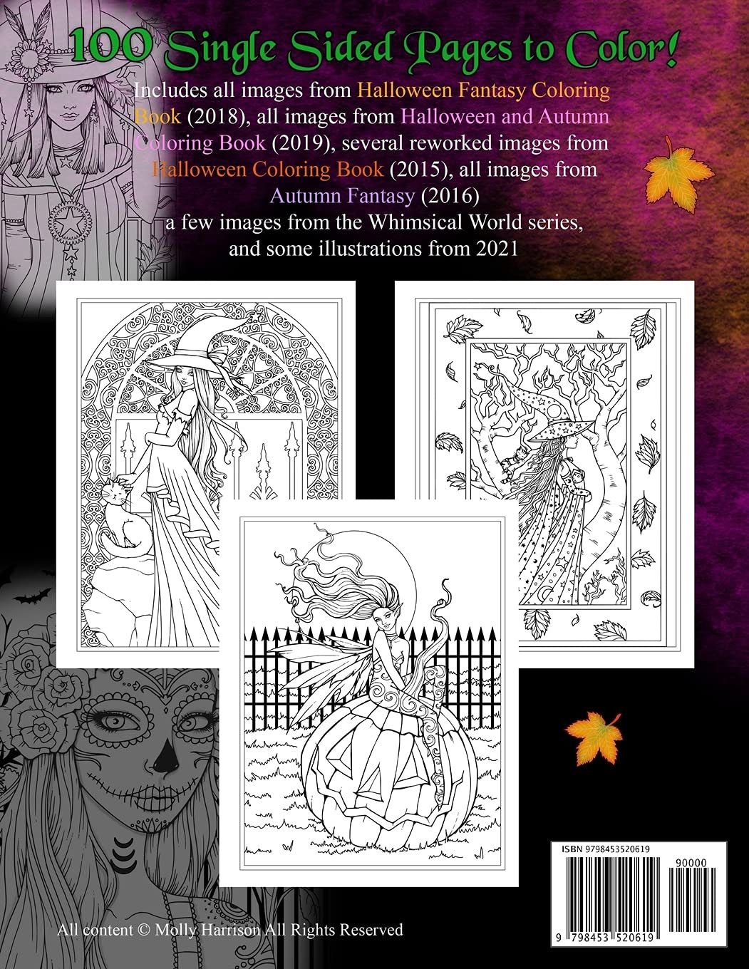 Big Book of Halloween and Autumn Coloring Book by Molly Harrison: 100 pages of Halloween and Autumn Themed Illustrations to Color!