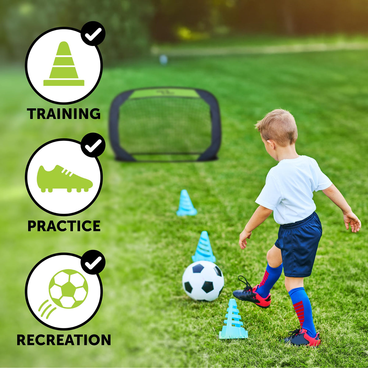 Sport Squad Portable Soccer Goal Net Set - Set of Two 4' Pop Up Training Soccer Goals with Compact Carrying Case - Easy Assembly and Compact Storage - Great for Kids and Adults ๐ All In One Marketplace Canada