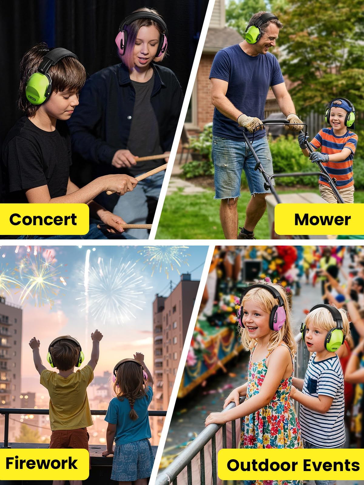 2 Pack Noise Cancelling Headphones for Kids: Dr.meter Kids Ear Protection Earmuffs for Autism Sensory - Hearing Protection Earmuffs for Monster Truck Concerts Study and Fireworks - (green+pink) đ All In One Marketplace Canada