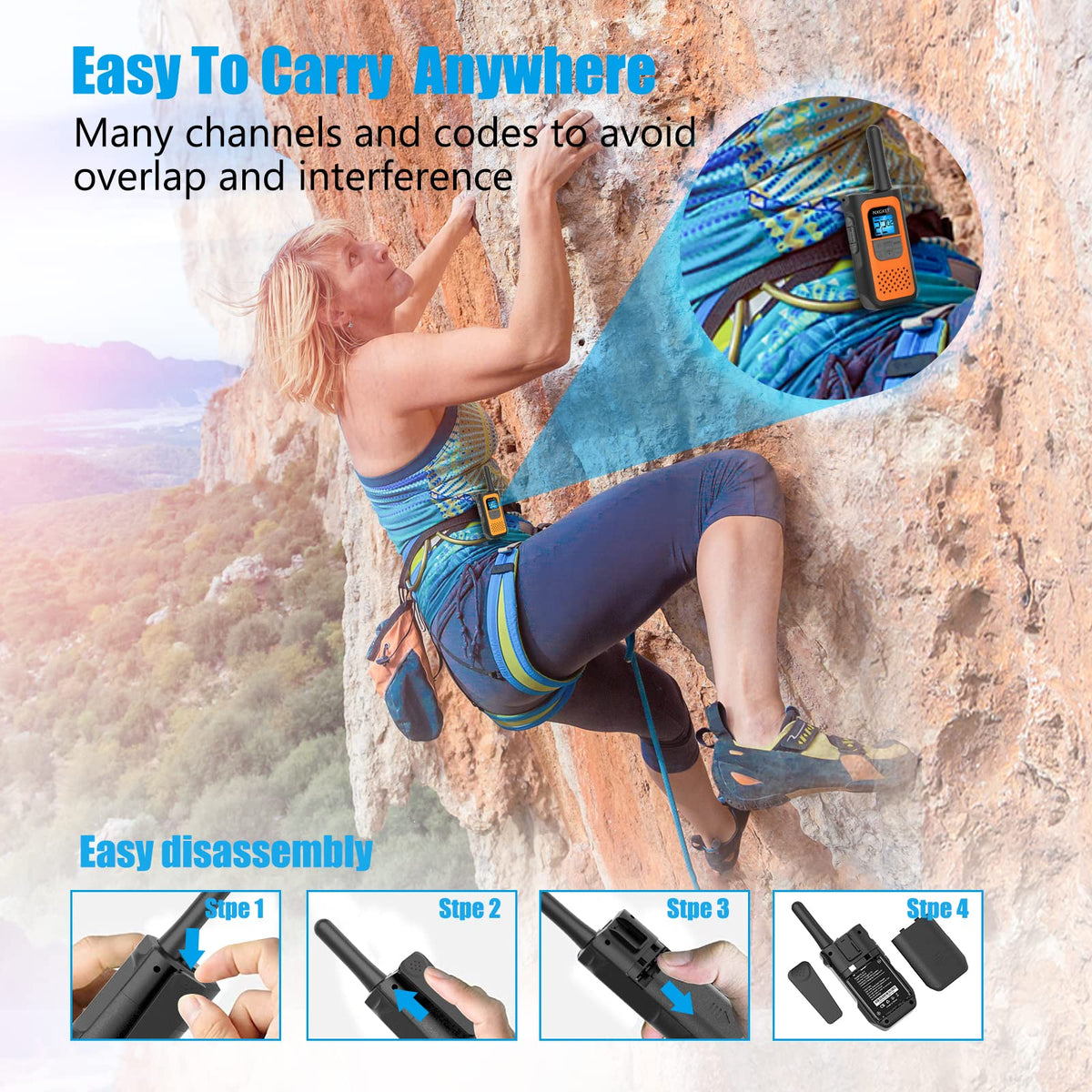 NXGKET Walkie Talkies for Kids Adults, Rechargeable Long Range Walky Talky 2 Way Radios 22 Channels with 1200mAh Li-ion Battery USB-C Cable for Family Outdoors Camping Hiking Toys Gift 4 Pack 🍁 All In One Marketplace Canada