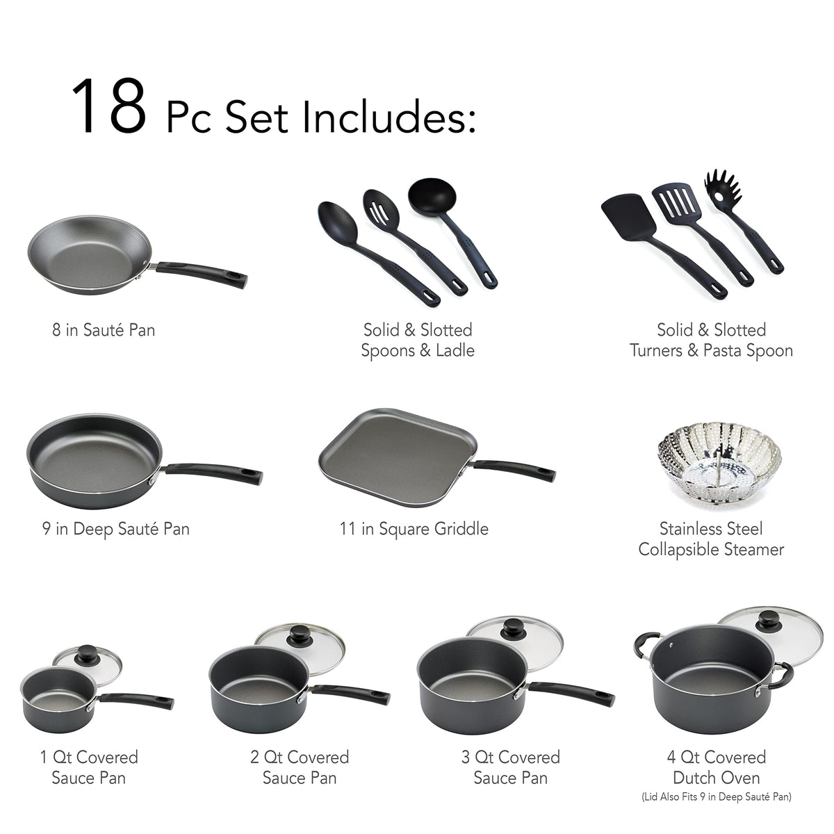 Tramontina PrimaWare 18-Piece Nonstick Cookware Set, Gray ๐ All In One Marketplace Canada