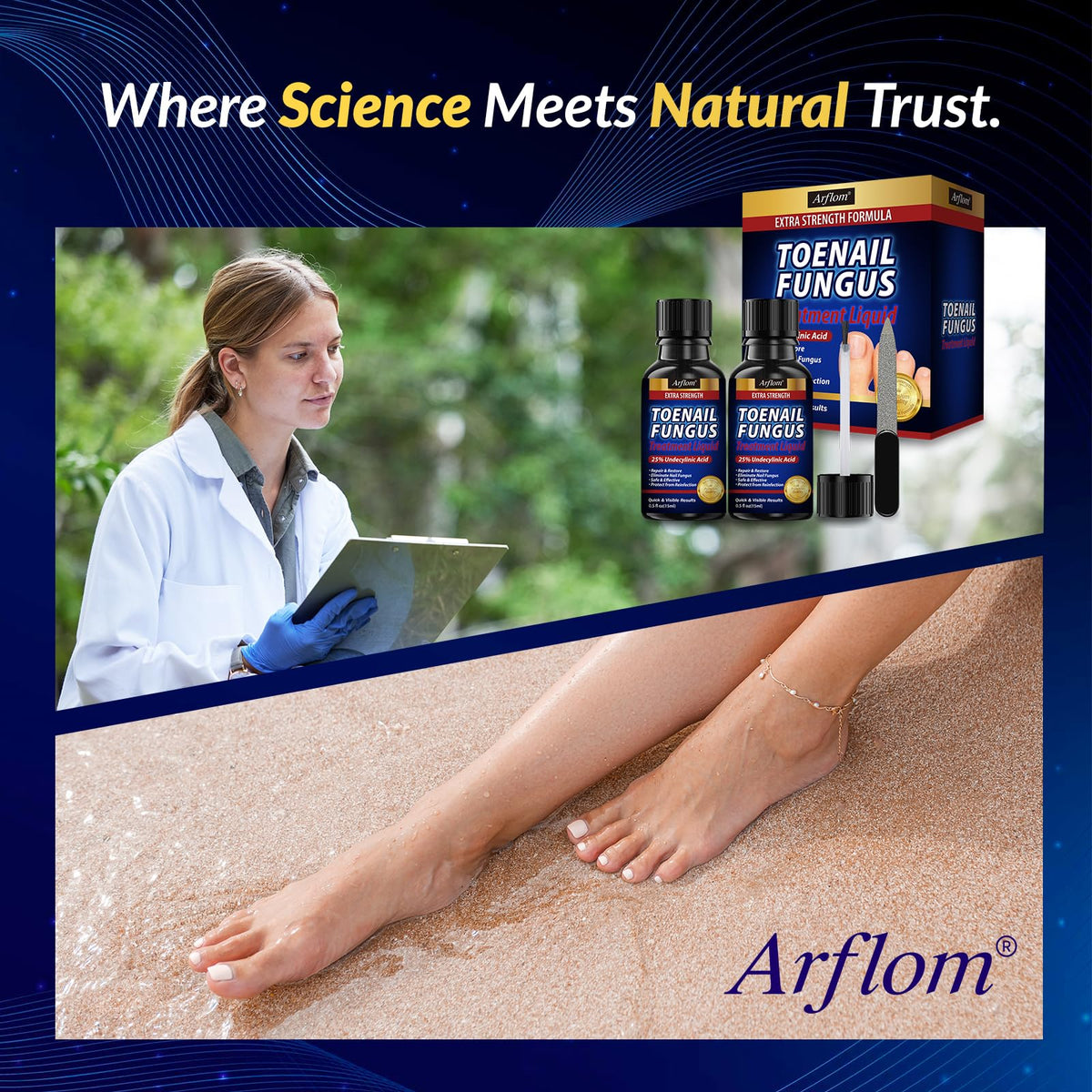 Arflom Toenail Fungus Treatment : 25% Undecylenic Fungal Nail Treatment Extra Strength - Toe and Fingernail with Tea Tree Oil (2pcs, 15ml each) ๐ All In One Marketplace Canada