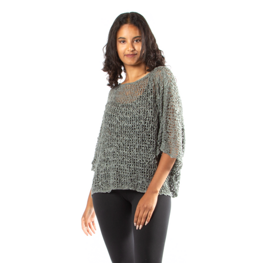 Grey Popcorn Knit Top