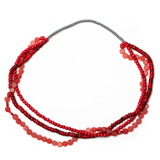 Triple Strand Wood & Resin Necklace