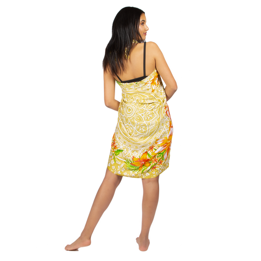 Mandala & Flower Print Sarong - Yellow