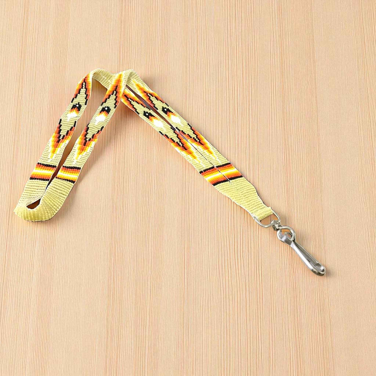 Light Yellow Native Beaded Lanyard