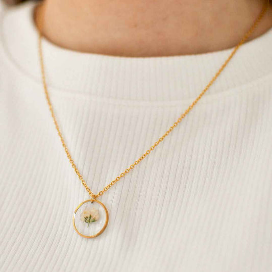 Collier Gigi - Gypsophile blanc - rond