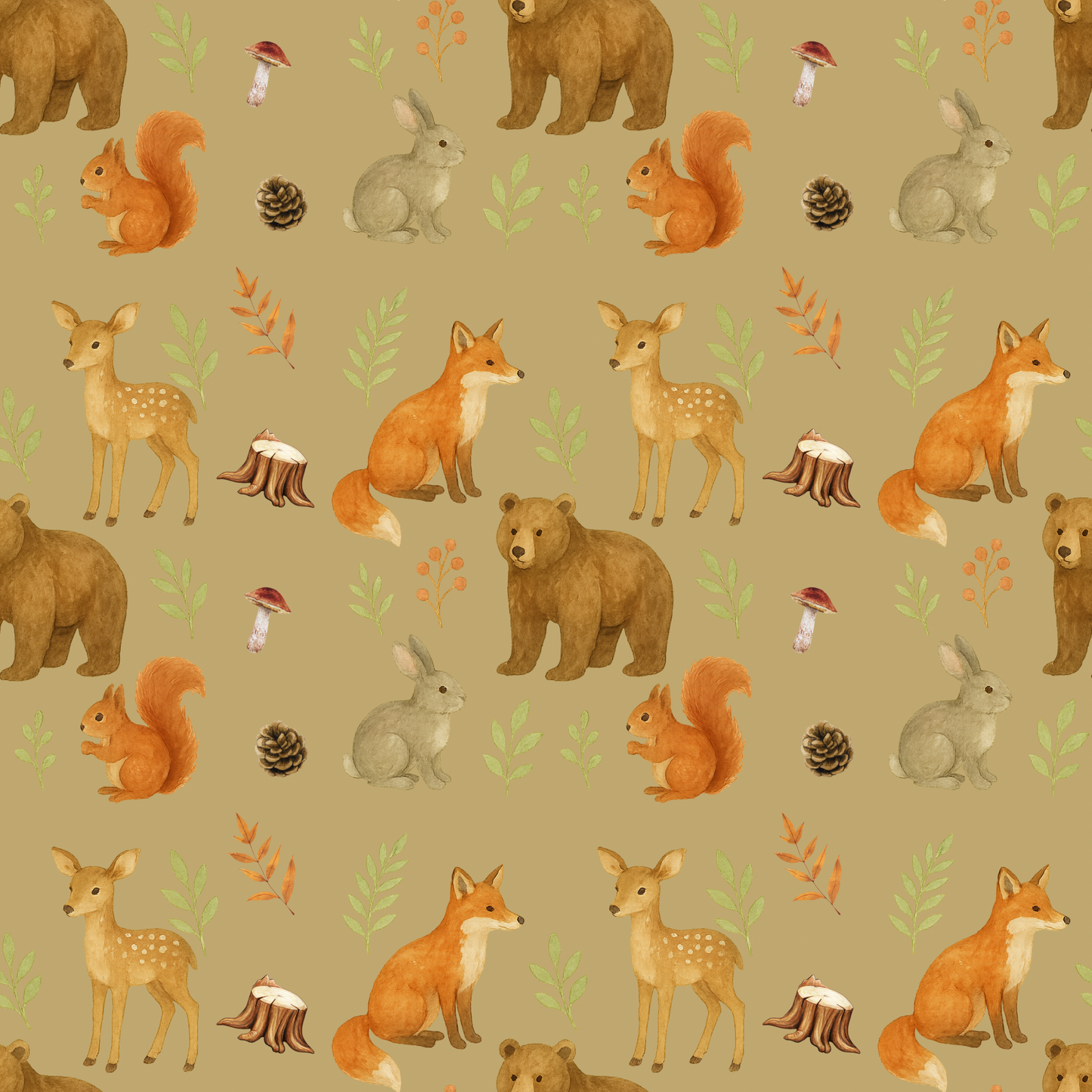 🦊Grande mousseline de bambou les copains des bois