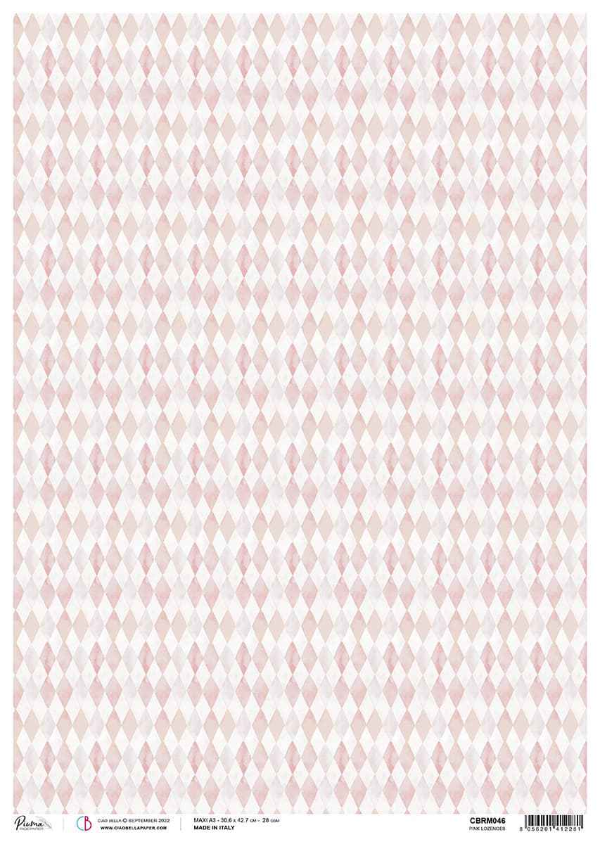 Rice Paper A3 Piuma Pink Lozenges - 3 Sheets
