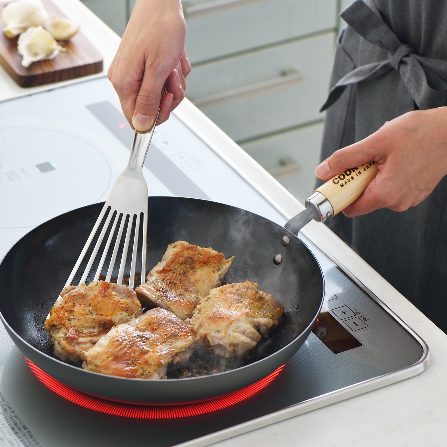 Yoshikawa Cook-Pal Ren Tieftopf 24cm – Nitrierter Carbonstahl, hergestellt in Japan