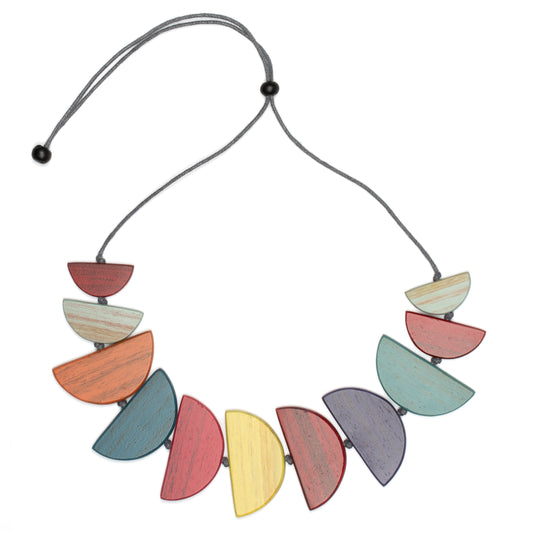 Tinted Wood Half Moon Necklace