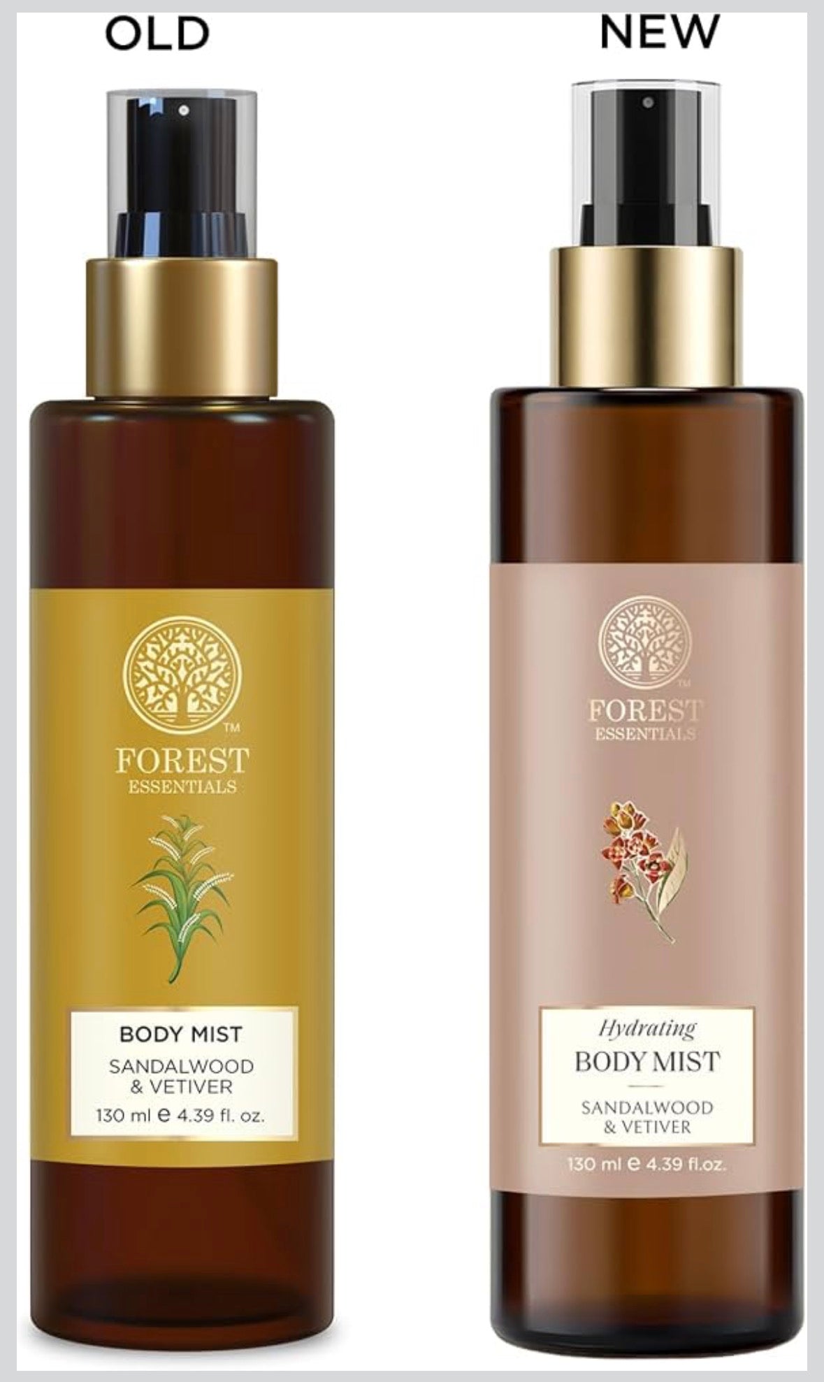Forest Essentials Fragrant Body Mist Sandalwood & Vetiver | Aloe Vera juice infused Perfume Spray to keep Skin Scented & Hydrated Through the Day