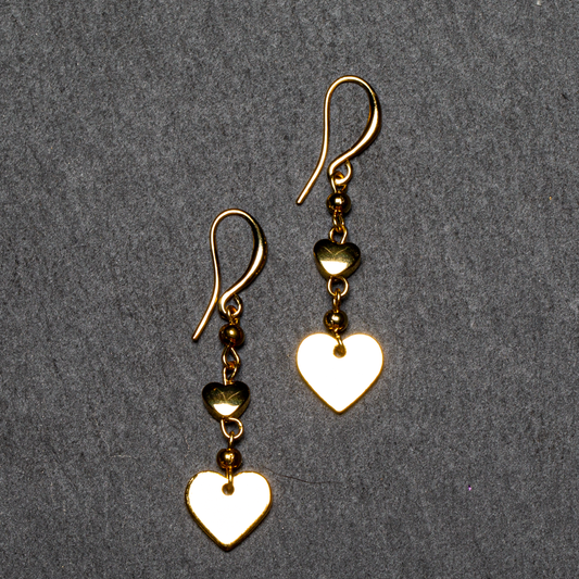 Heart Drop Earring In Gold Plate