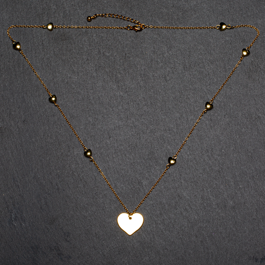 Heart On Heart Chain Necklace In Gold Plate