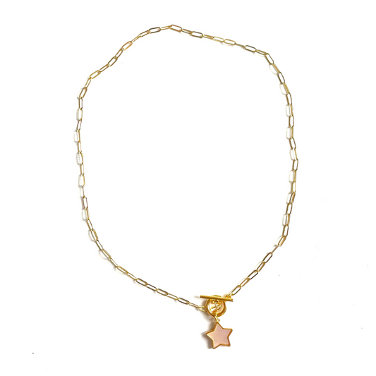 Chainlink Necklace With Mother Of Pearl Charm