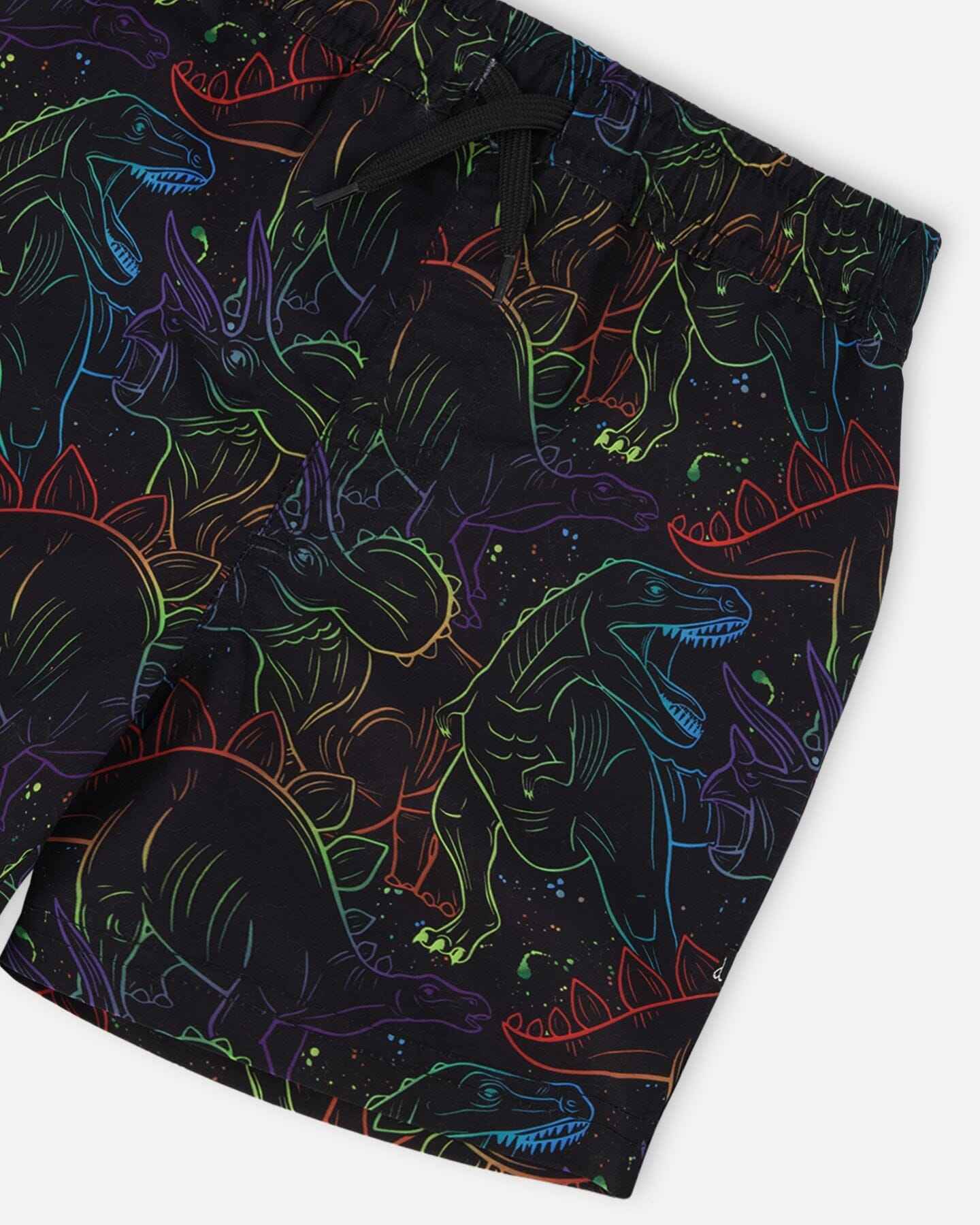 Swim Trunks Black Dinosaur Print