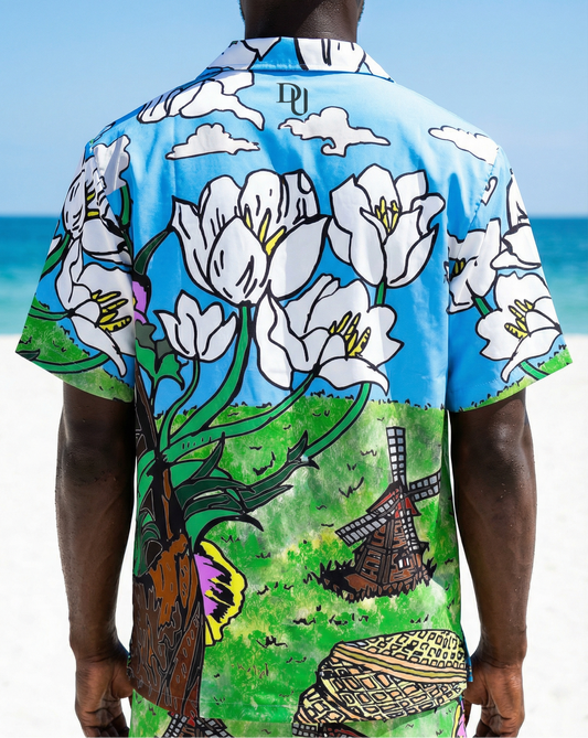 Mid-weight Wooden Clog Hawaiian Shirt