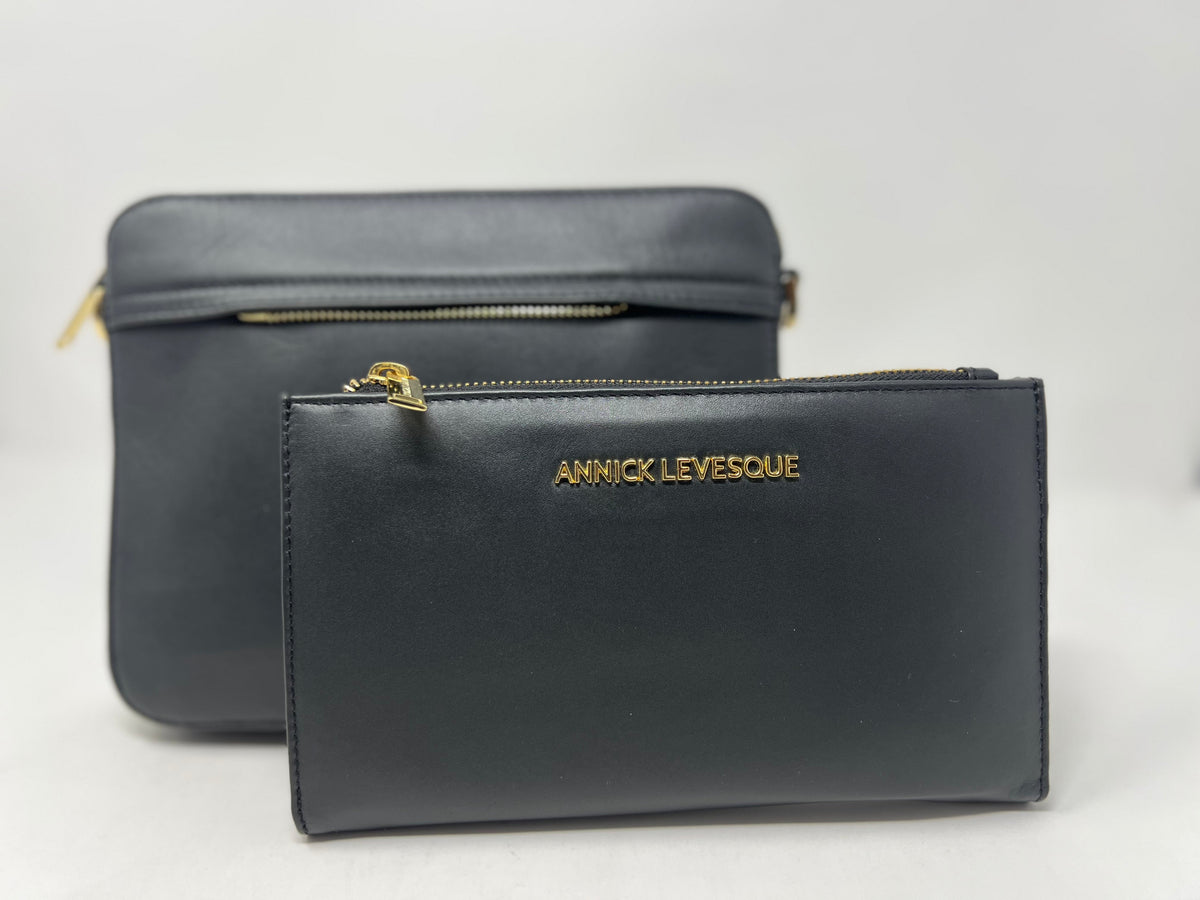 Petit Sac bandoulière avec porte-carte détachable, noir | Kennedi