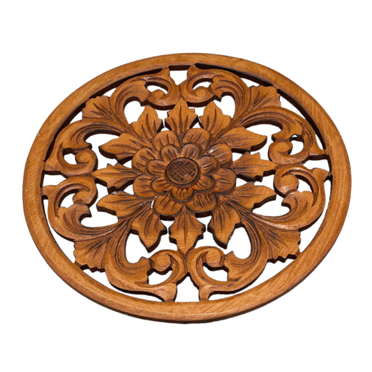 Wooden Round Carved Flower