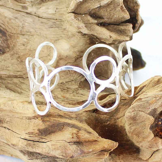 Open Circles Metal Cuff - Silver Colour