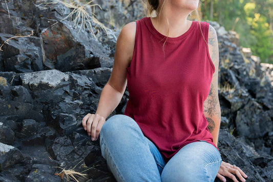 Women's Relaxed Bamboo Tank - Blank Apparel - Bordeaux Red