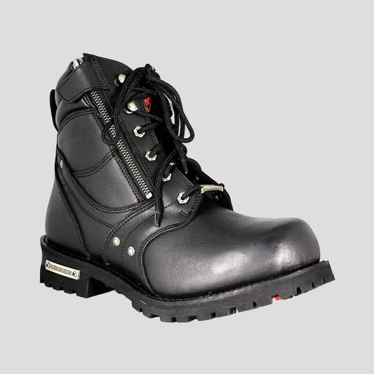 Milwaukee Leather Men's 6" Milwaukee Side Zip Lace Up Motorcycle Boots