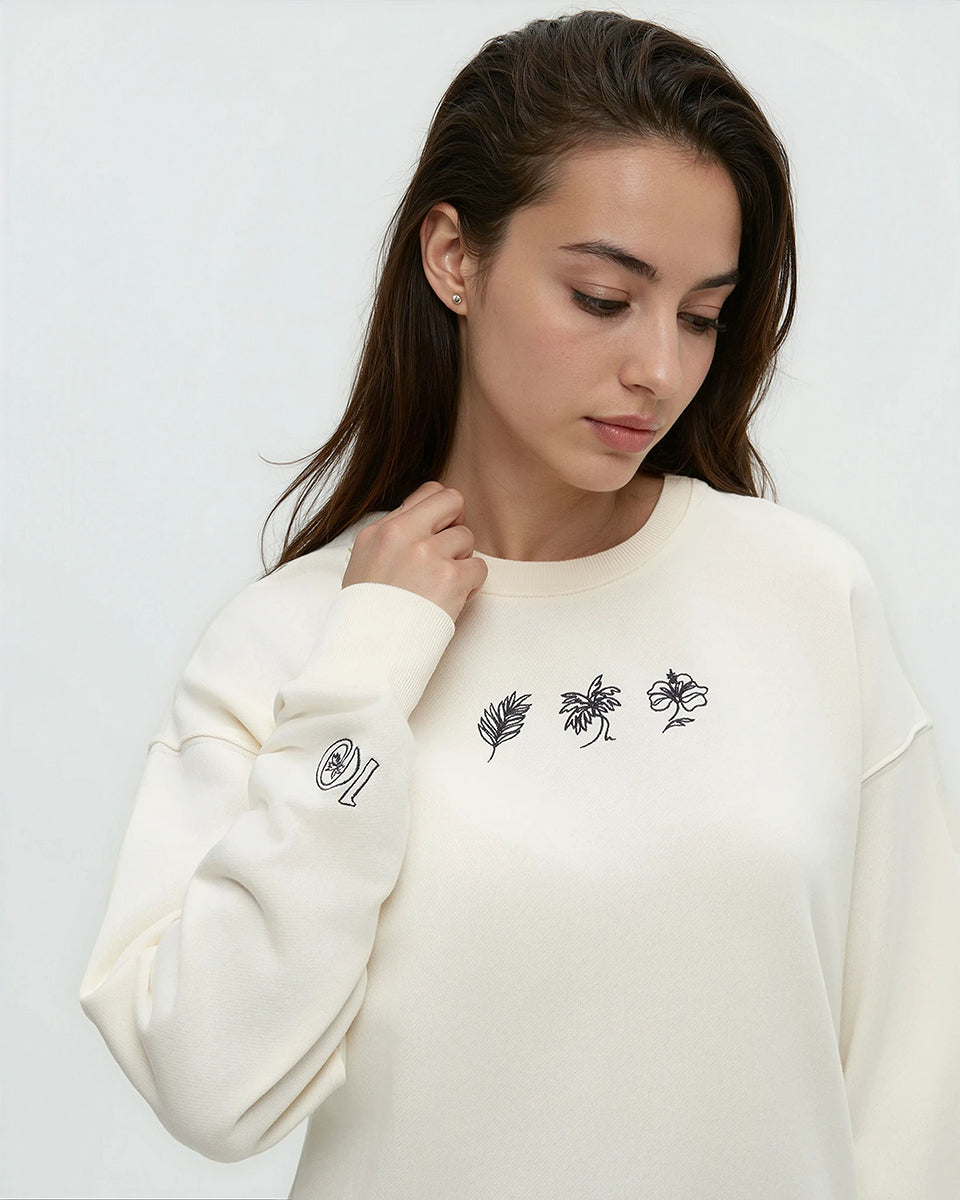 Haiti-Stickerei, entspanntes Crewneck