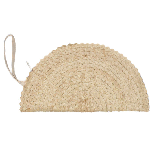 Pandan Leaf Half Moon Clutch Purse - Cream
