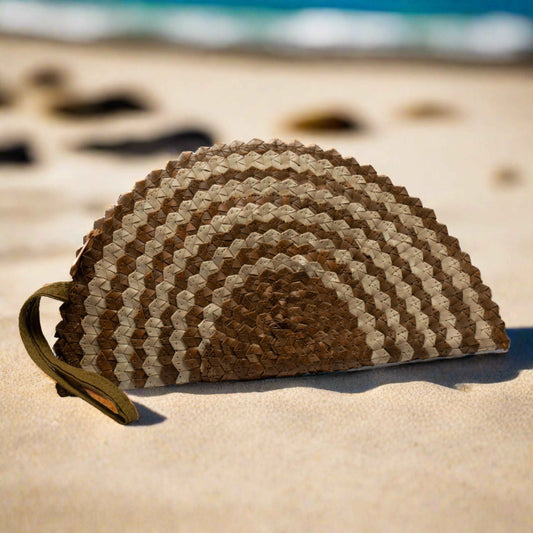 Pandan Leaf Half Moon Clutch Purse - Naturals Mix