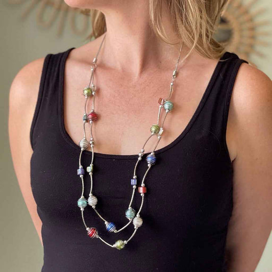Wrapped Pearl Bead Necklace