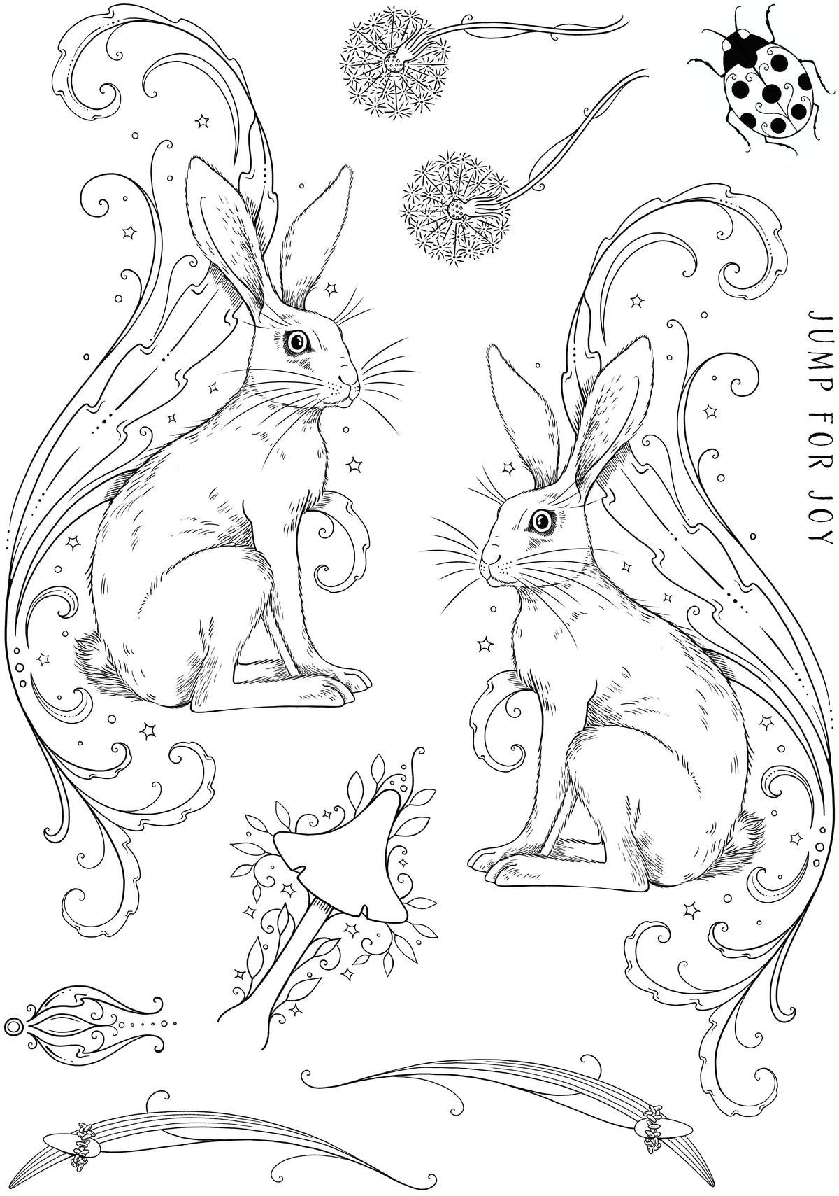 Pink Ink Designs Heavenly Hare 6 in x 8 in Clear Stamp Set