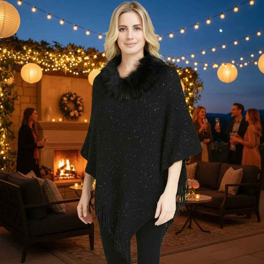 Poncho fourrure synthétique